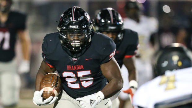 Brandon tailback Nate Blount had a career night in Friday's 24-17 win over No. 3 Oak Grove, rushing for 260 yards.