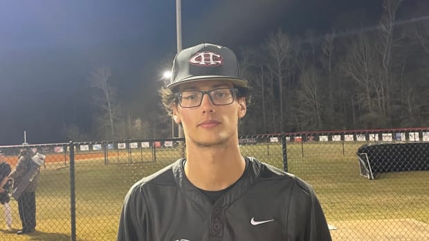 Center Hill's Landon Scruggs drove in two runs on three hits to pace the Mustangs in Thursday night's win over No. 3 West Lauderdale. (Photo by Brandon Shields)