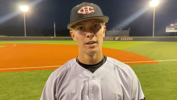 Center Hill pitcher Collin Clark pitched a complete game to push the Mustangs past Clinton 5-3 in both teams' 6A playoff opener on Friday, April 22, 2022 at Clinton.
