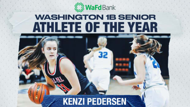 HORIZONTAL GRAPHIC: Kenzi Pedersen, Class 1B senior girl athlete of the year 2021-22