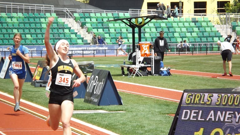 Makena Houston of Columbia Christian breaks 2A state meet record in girls 3,000 at the ‘magical place’ — Hayward Field