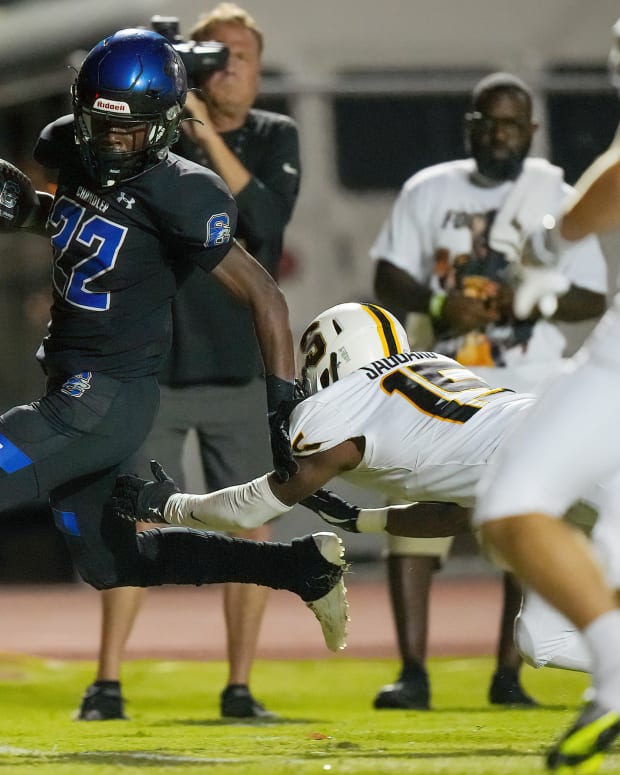 No. 7 Chandler overcame a 14-0 first-half deficit to defeat visiting Saguaro 31-21 on September 23, 2022