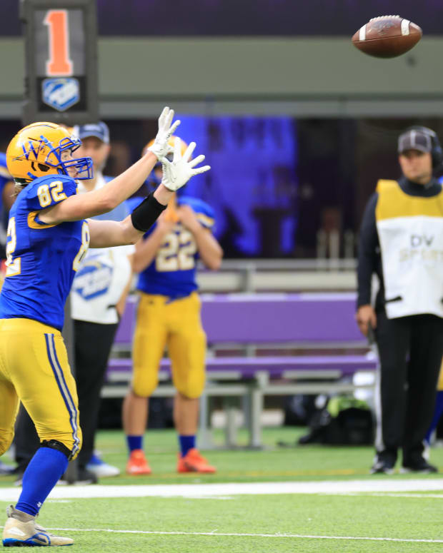 The Springfield Tigers defeated the Deer River Warriors 54-30 in the MSHSL Class 1A semifinals on November 19, 2022 at U.S. Bank Stadium in Minneapolis, Minnesota.