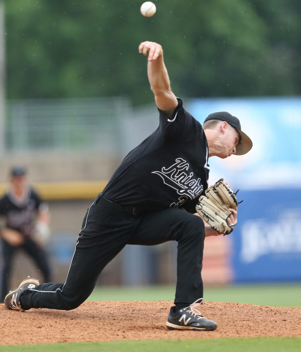 West Lauderdale's Mason Willis (33) releases a pitch in the second inning. West Lauderdale and Sumrall played in game 1 of the MHSAA Class 4A Baseball Championship on Friday, June 4, 2021 at Trustmark Park. Photo by Keith Warren