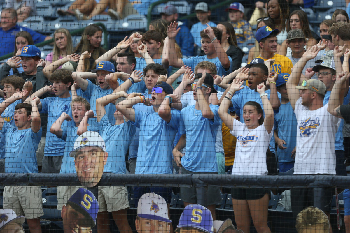 Sumrall fans cheer. West Lauderdale and Sumrall played in game 1 of the MHSAA Class 4A Baseball Championship on Friday, June 4, 2021 at Trustmark Park. Photo by Keith Warren