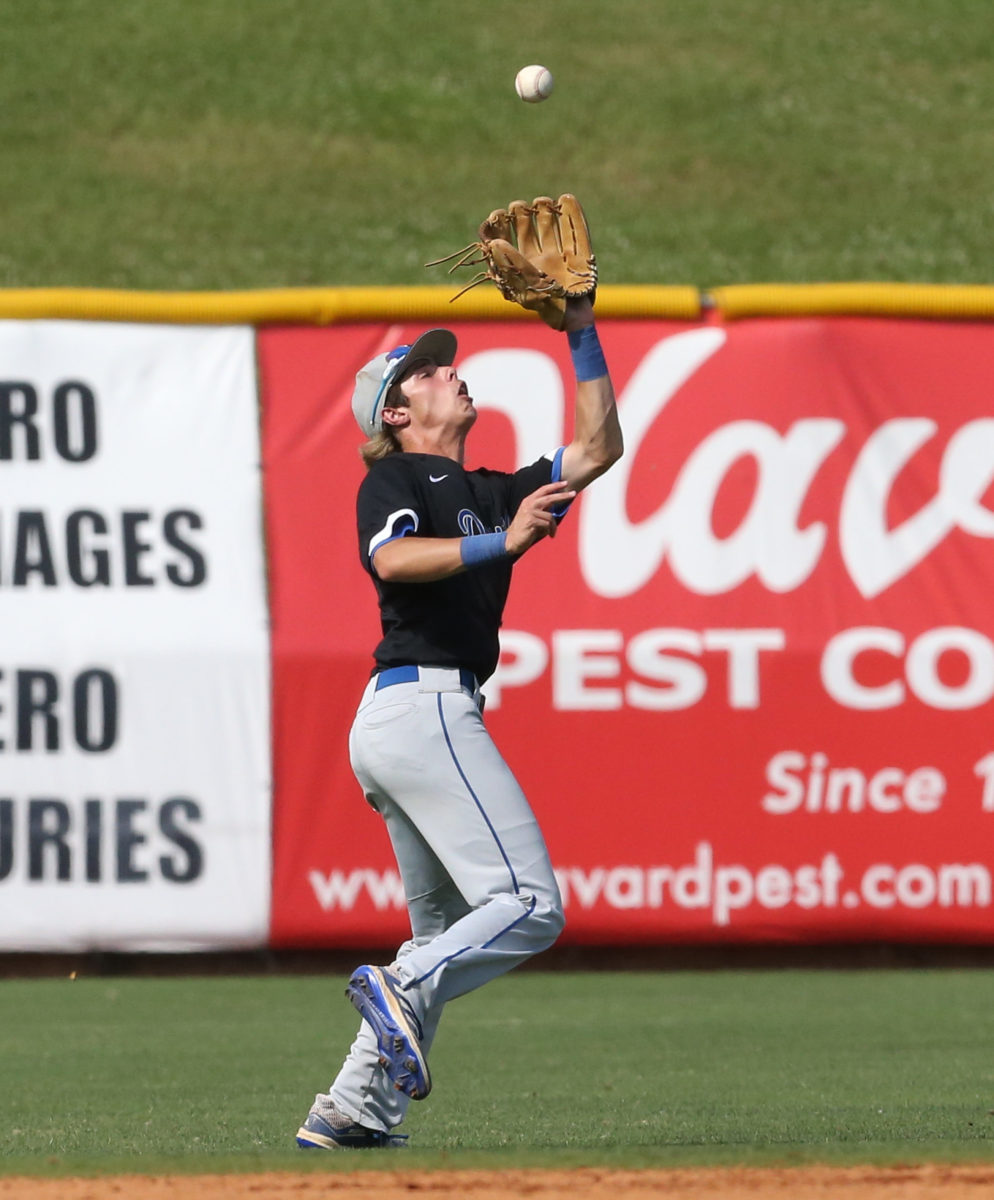 Booneville's Kyle Church (7) catches a fly ball. Booneville and Magee played in game 2 of the MHSAA Class 3A Baseball Championship on Thursday, June 3, 2021 at Trustmark Park. Photo by Keith Warren