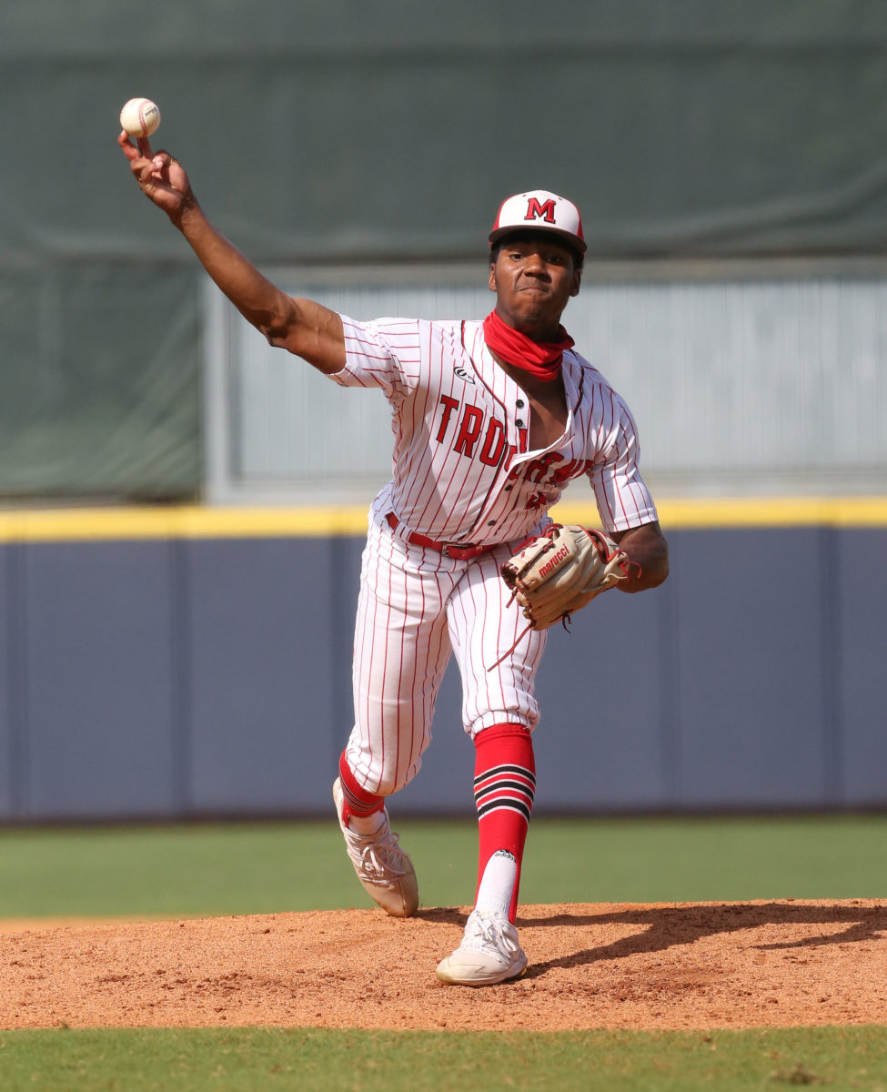 Magee's Brennon McNair (4) releases a pitch. Booneville and Magee played in game 2 of the MHSAA Class 3A Baseball Championship on Thursday, June 3, 2021 at Trustmark Park. Photo by Keith Warren
