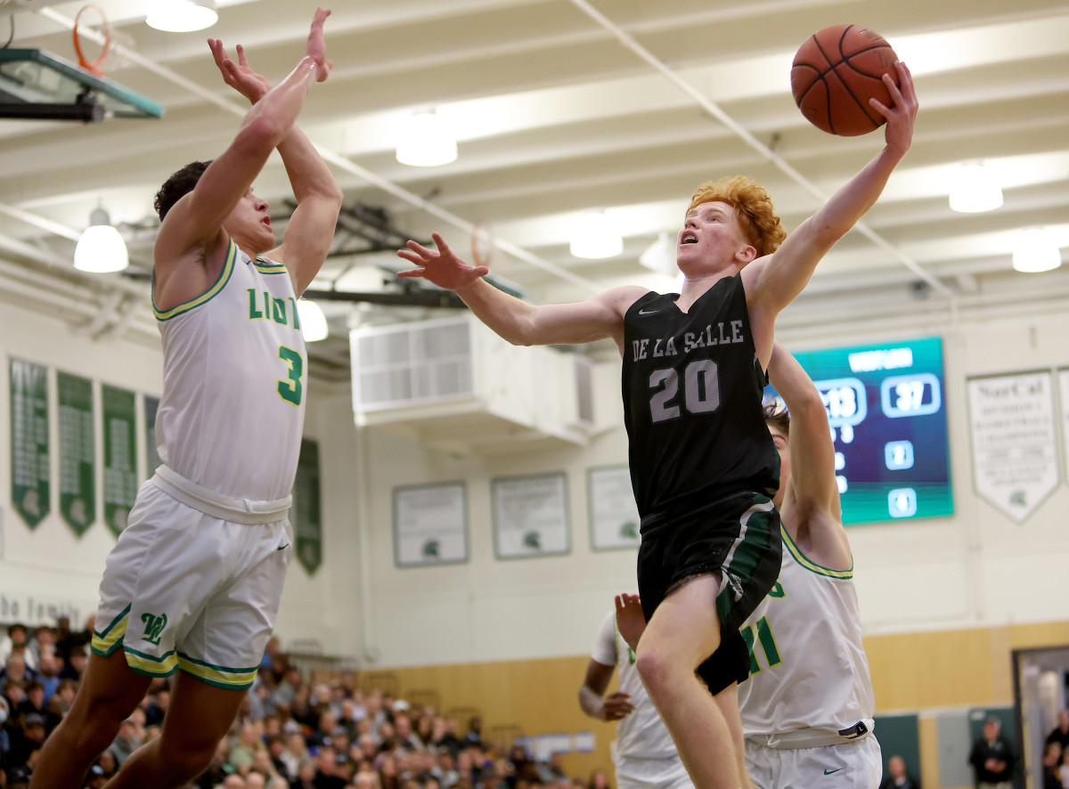 Leo Ricketts scored 17 points to lead De La Salle (California) to a 63-53 upset victory over previously undefeated and Power 25 No. 17 West Linn (Oregon) on January 16, 2023 at the SBLive Sports 25th Annual MLK Classic.